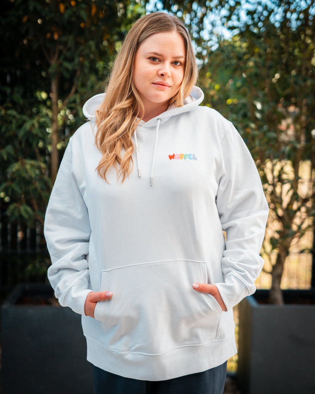 WAFFEL BUBBLE HOODIE WEIß