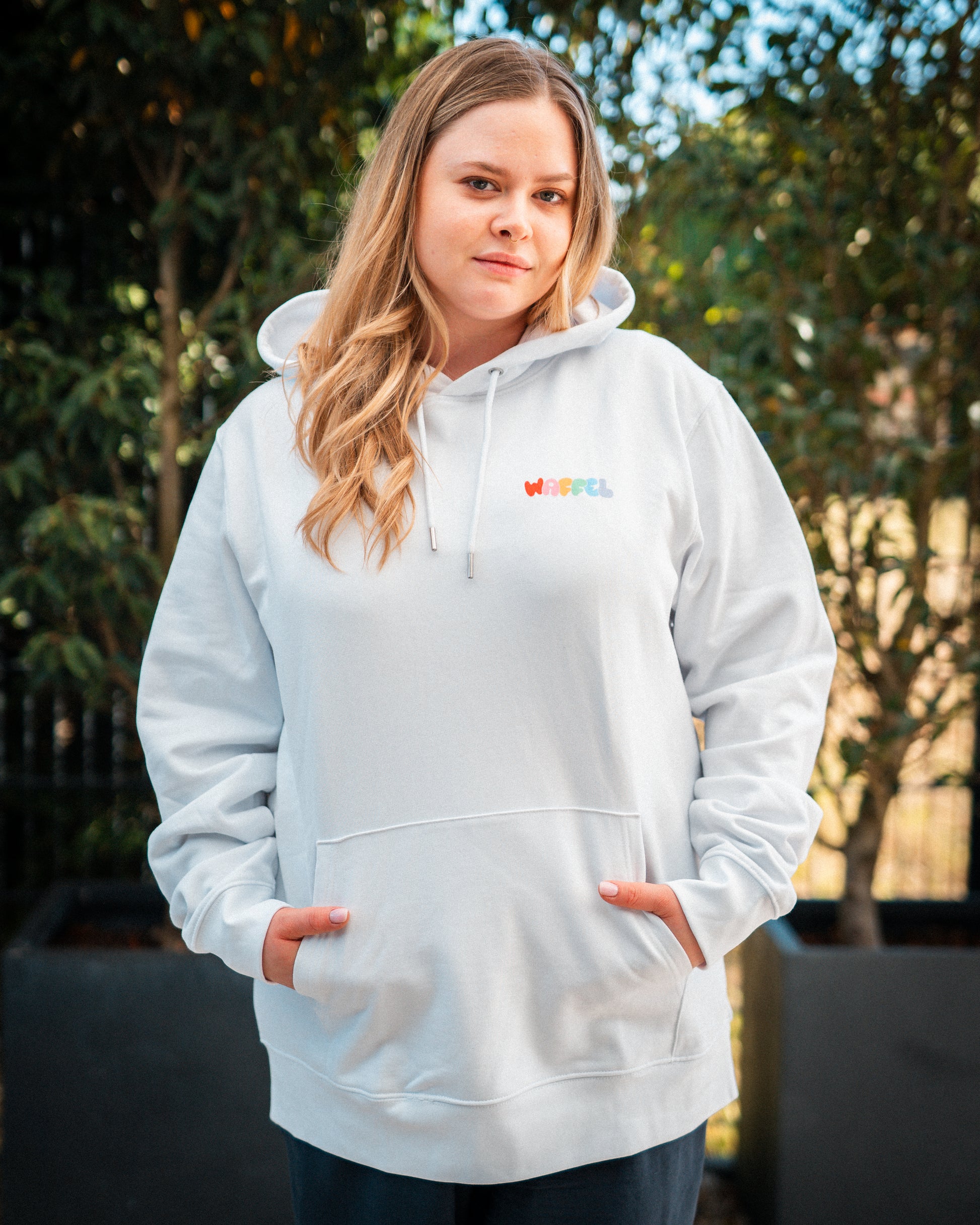 WAFFEL BUBBLE HOODIE WEIß