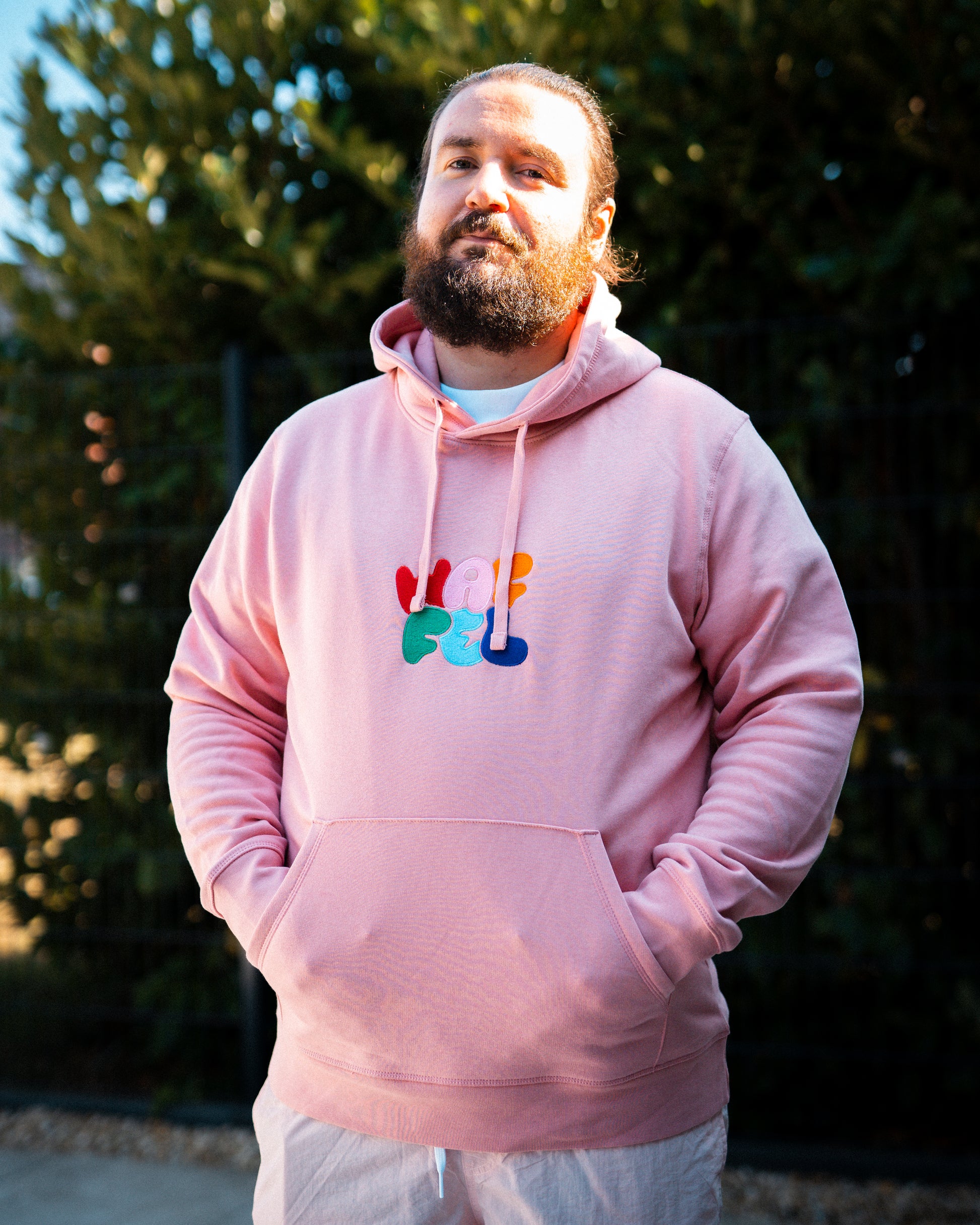 WAFFEL BUBBLE STICK HOODIE ROSA