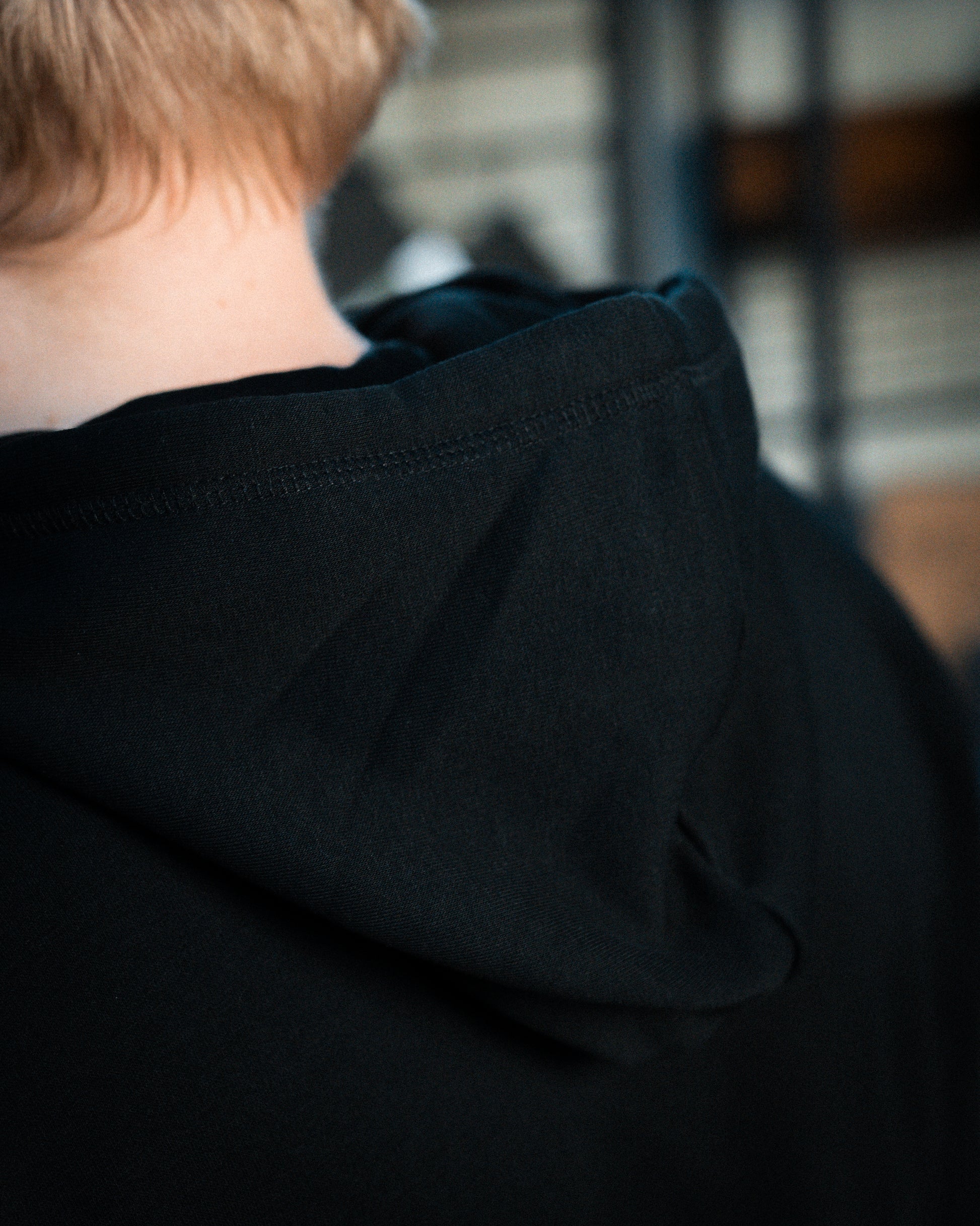 WAFFEL BUBBLE STICK HOODIE SCHWARZ