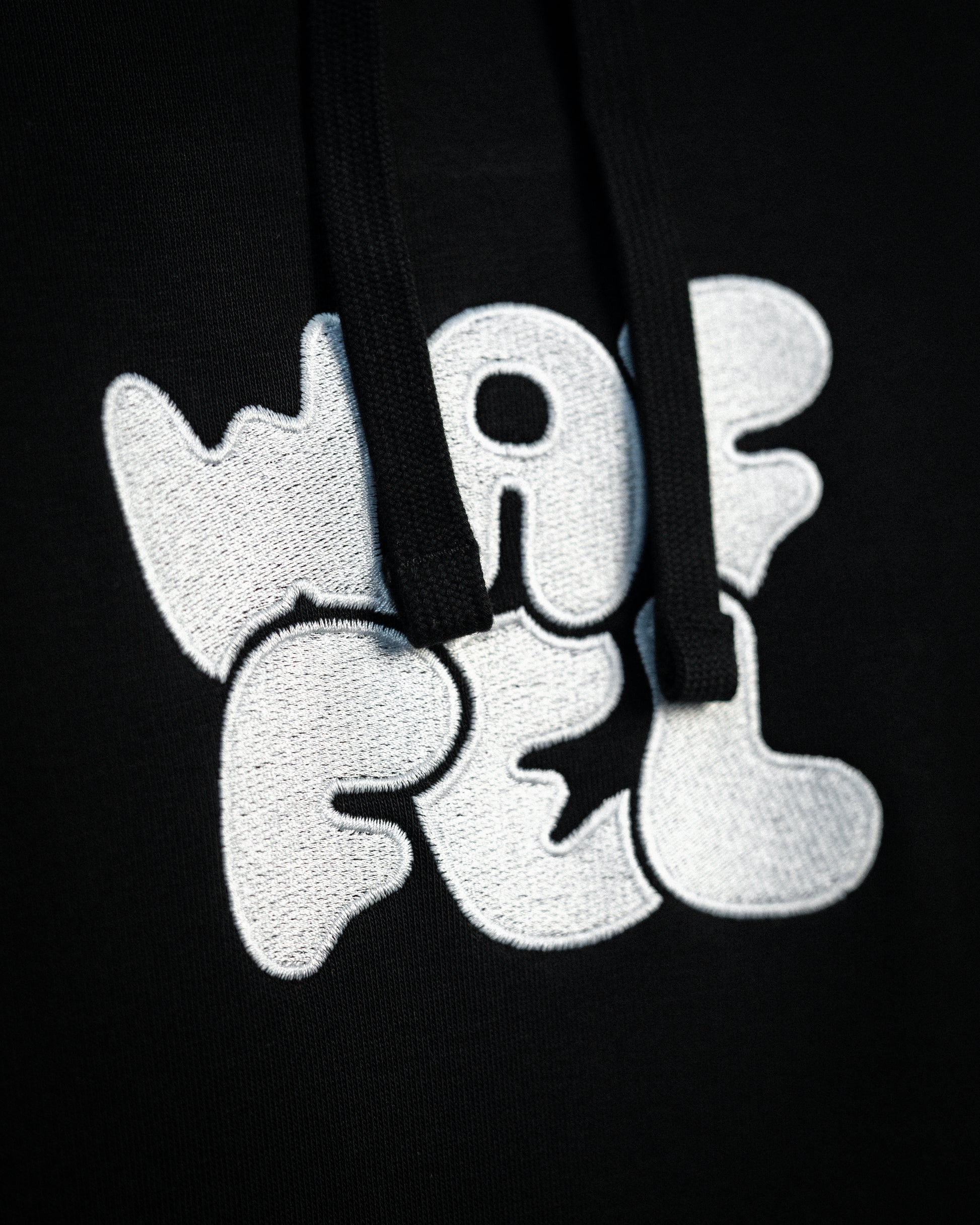 WAFFEL BUBBLE STICK HOODIE SCHWARZ