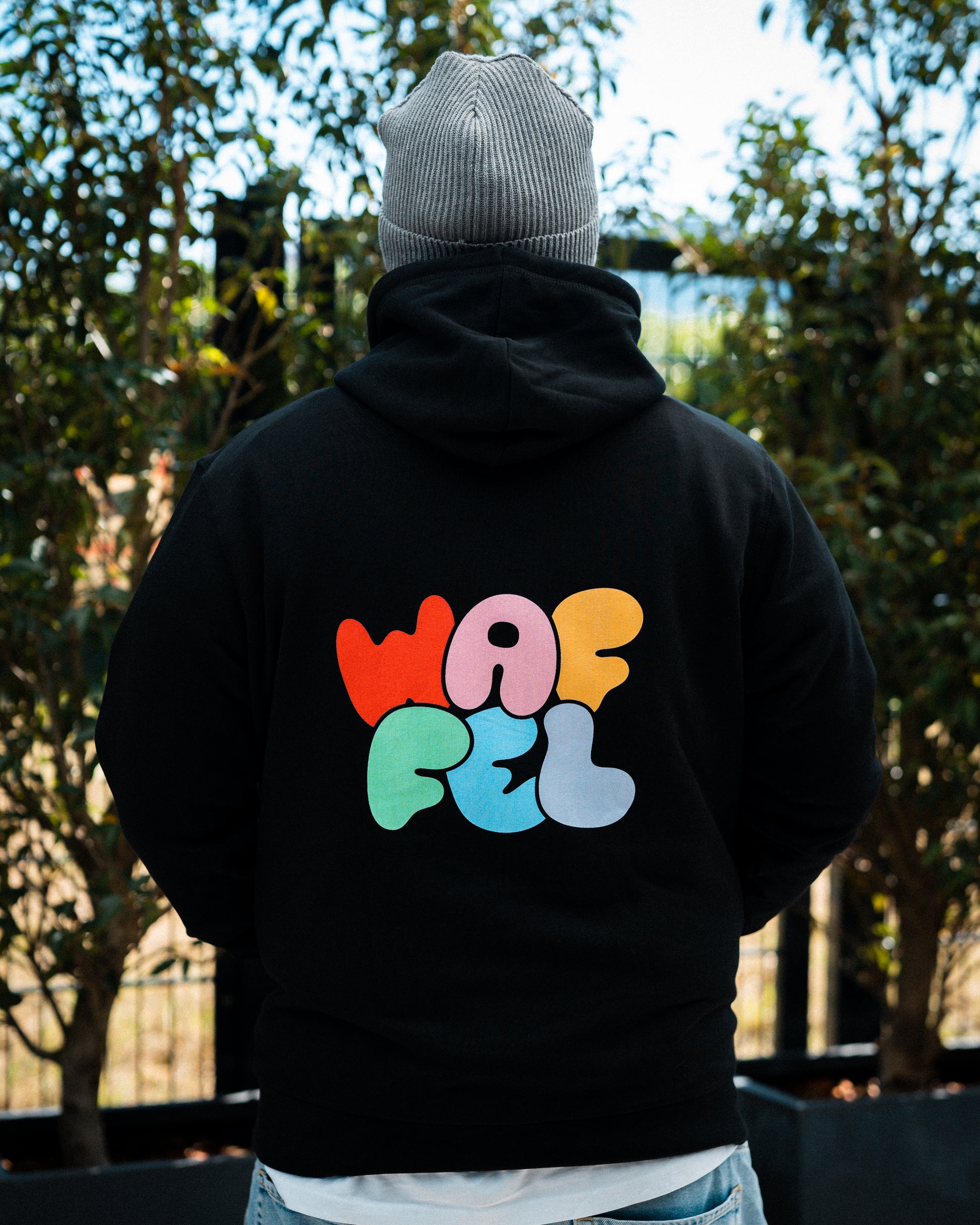 WAFFEL BUBBLE HOODIE SCHWARZ