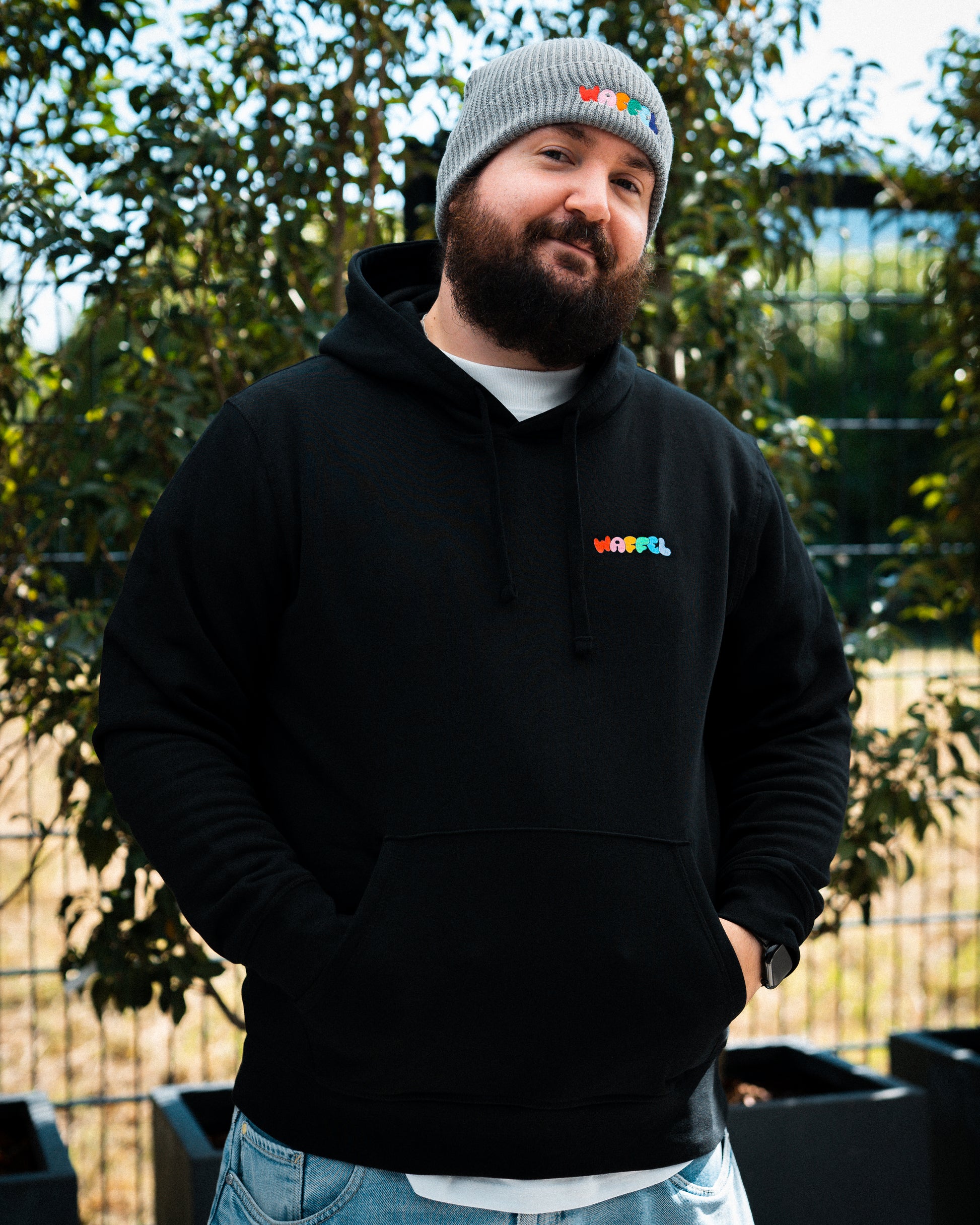 WAFFEL BUBBLE HOODIE SCHWARZ