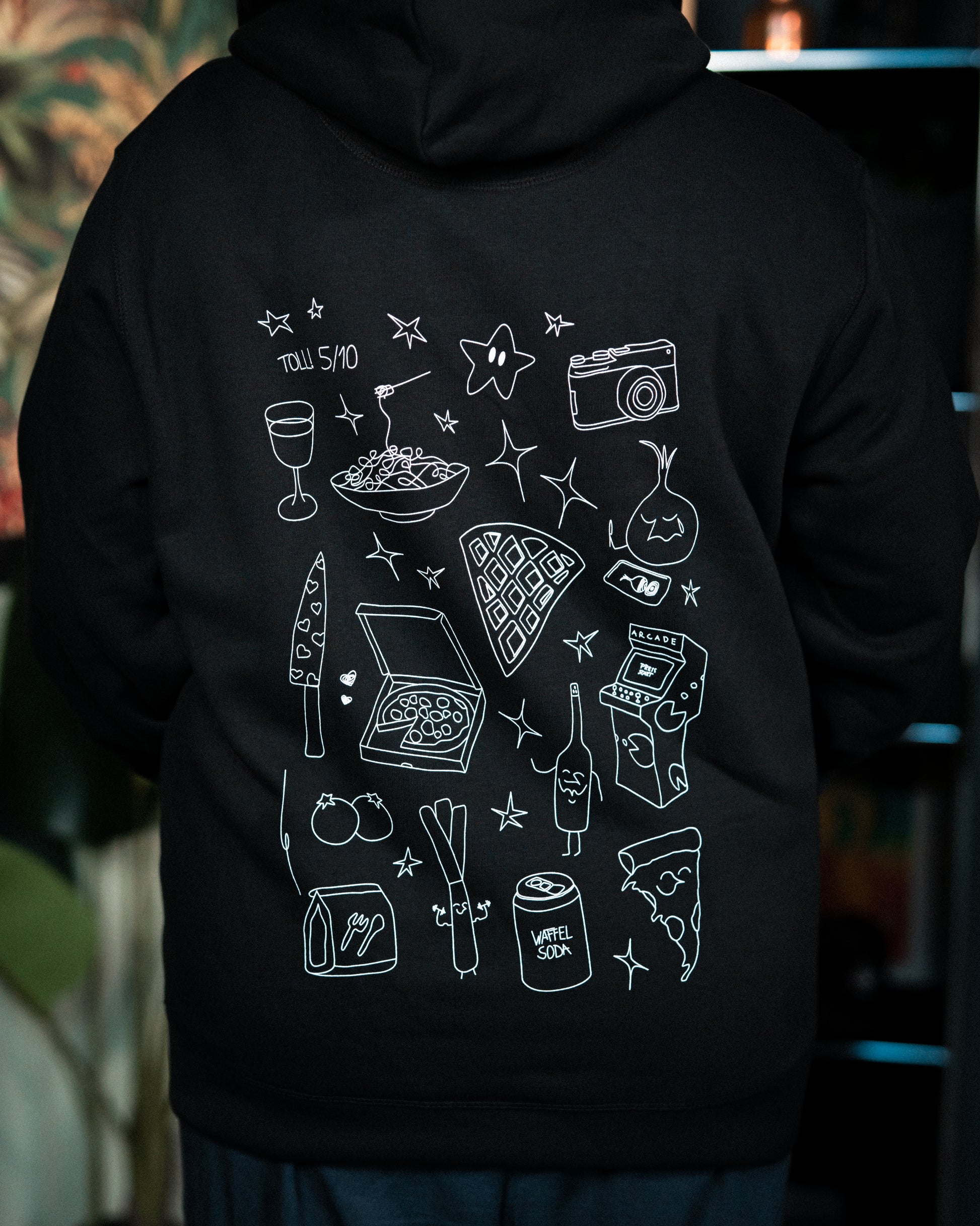 WAFFEL SKETCH HOODIE SCHWARZ