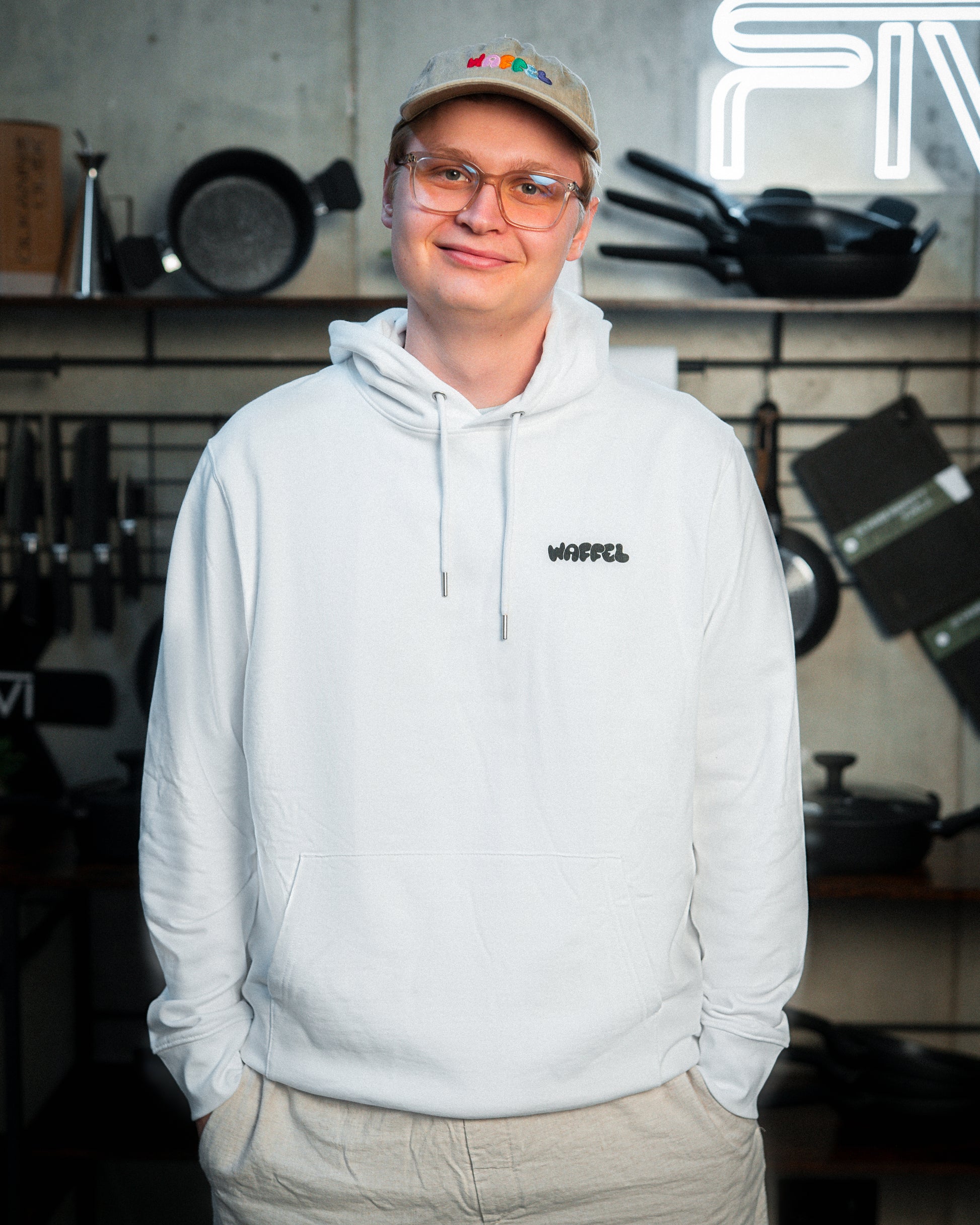 WAFFEL BUBBLE HOODIE WEIß