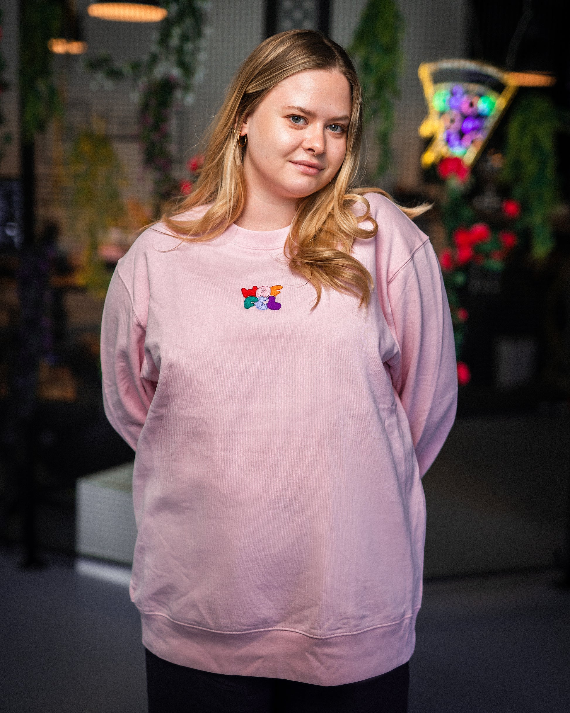 WAFFEL BUBBLE STICK SWEATER ROSA